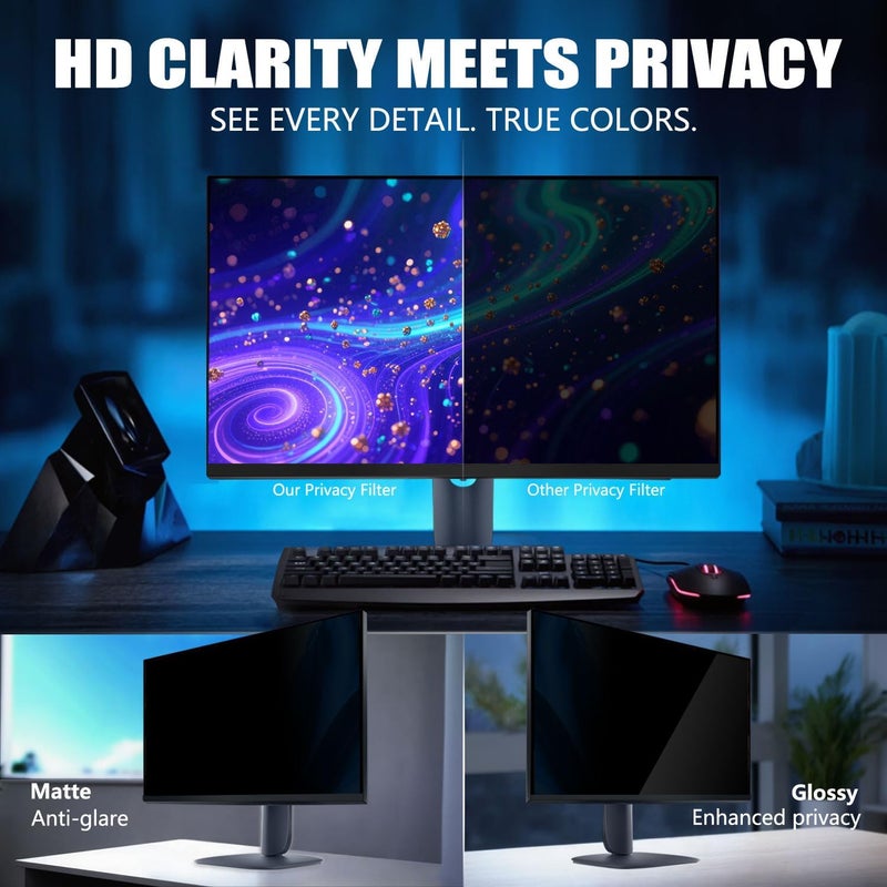 Twugs [2 Pack Magnetic Computer Privacy Screen for 27 Inch Monitor, Anti-Glare Blue Light Privacy Filter Shield, Easy Installation, 16:9 Aspect Ratio - Image 5
